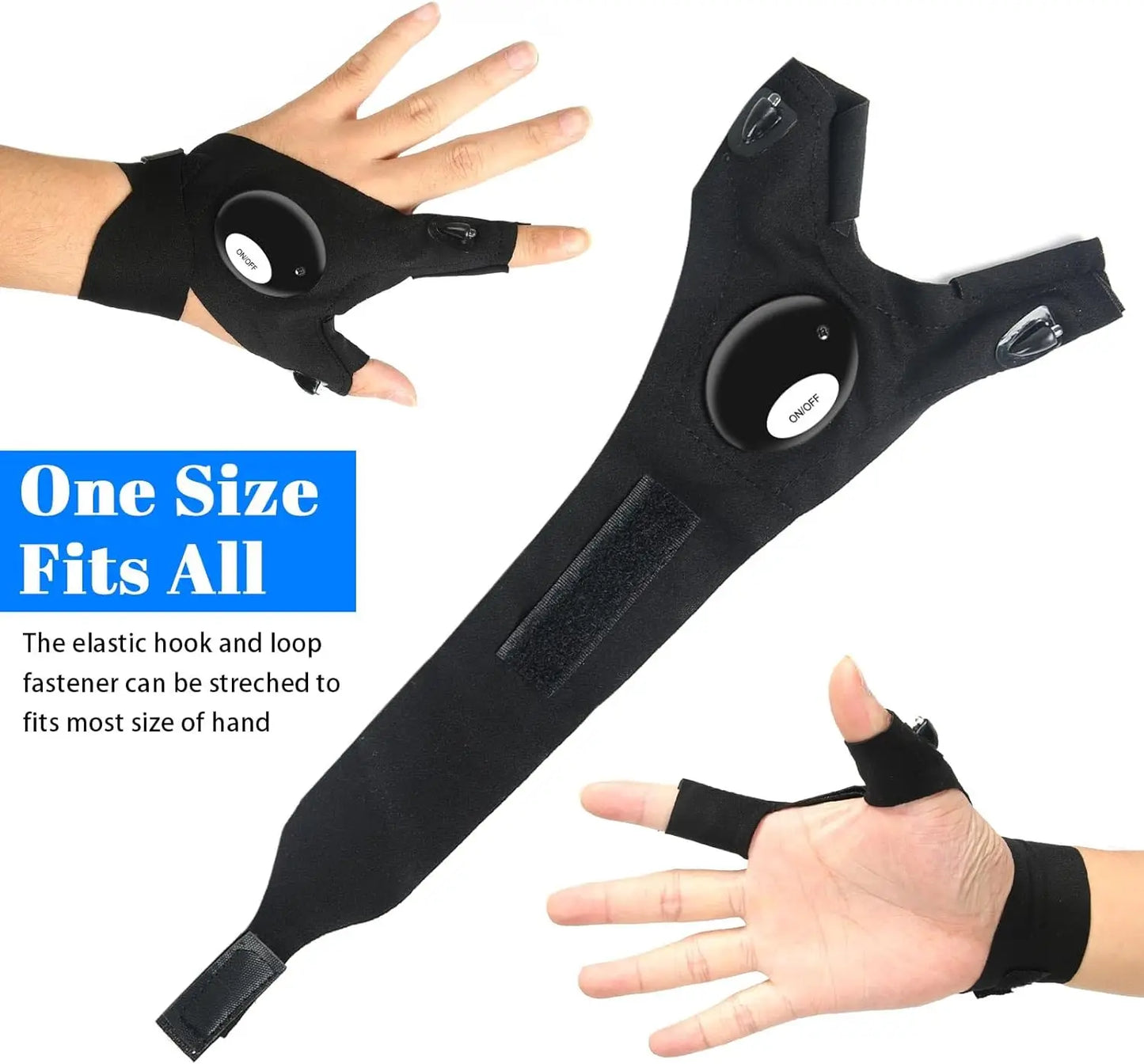 LED Waterproof Fingerless Torch Gloves